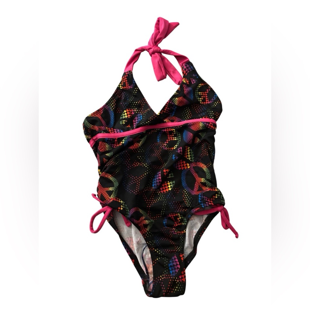 NWT Pink Platinum Kids One Piece Swimsuit - Black and Pink